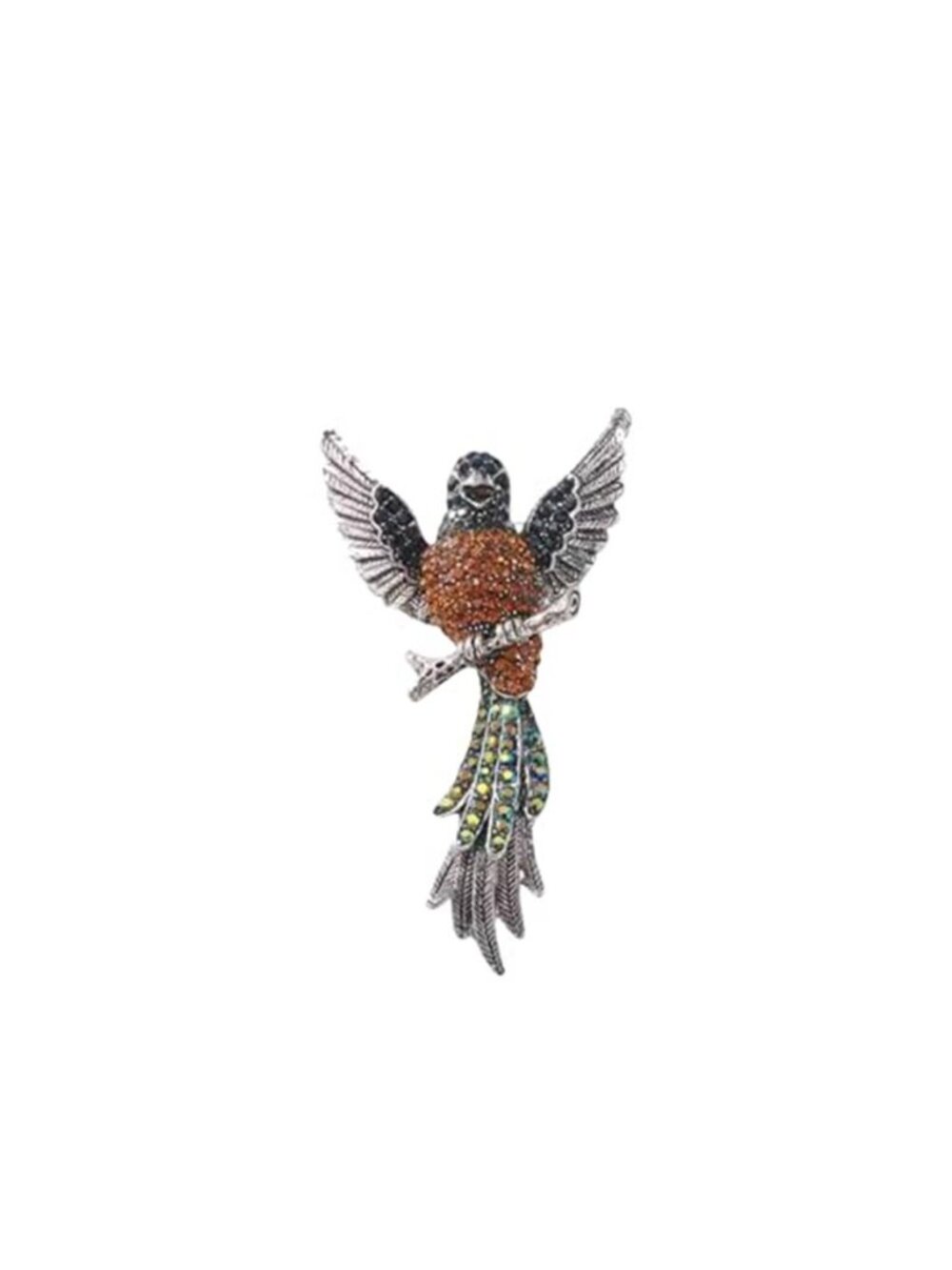 Vintage Rhinestone Hummingbird Brooch for Women Sparkling Crystals Bird Animal
